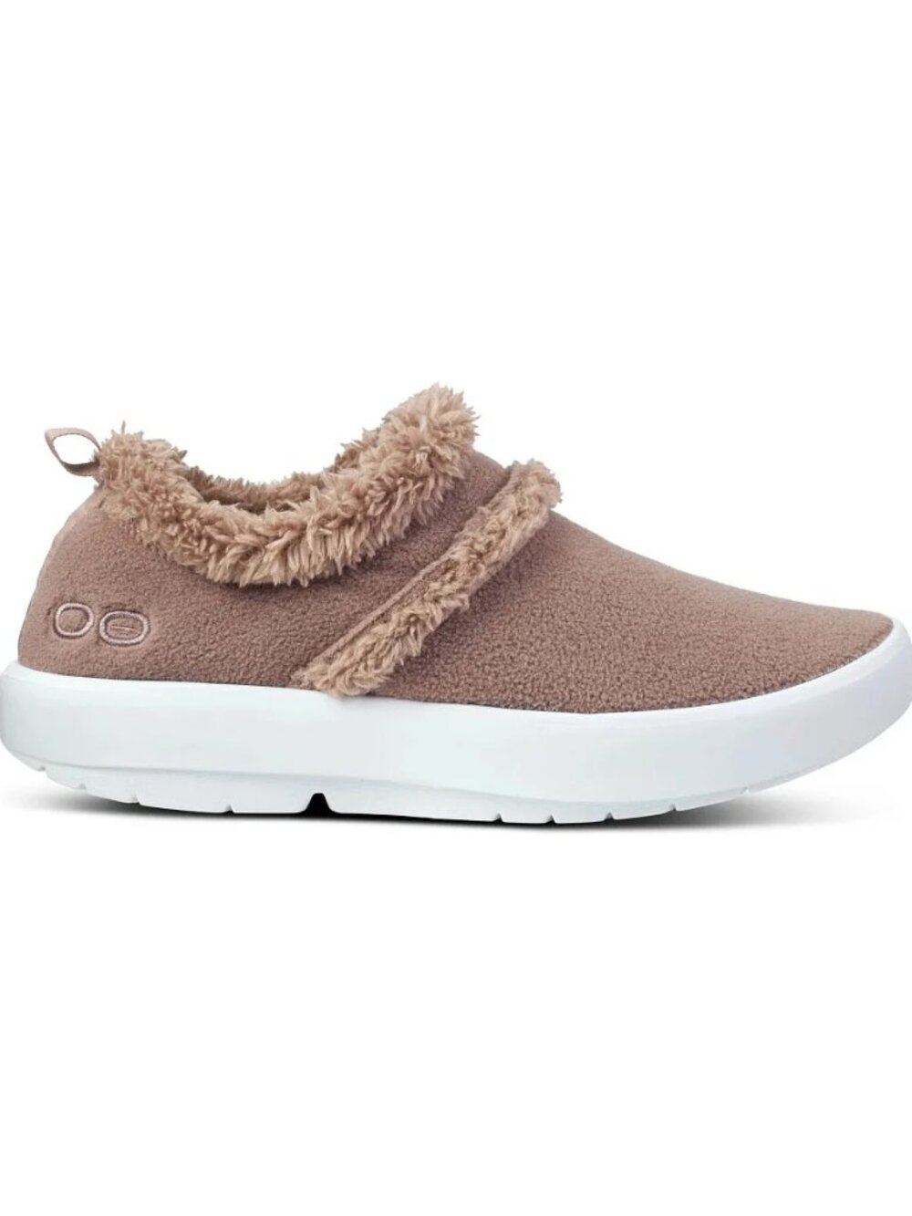 OOFOS Oocoozie Low Vegan Sherpa Recovery Shoes Shock-Absorbing Chocolate